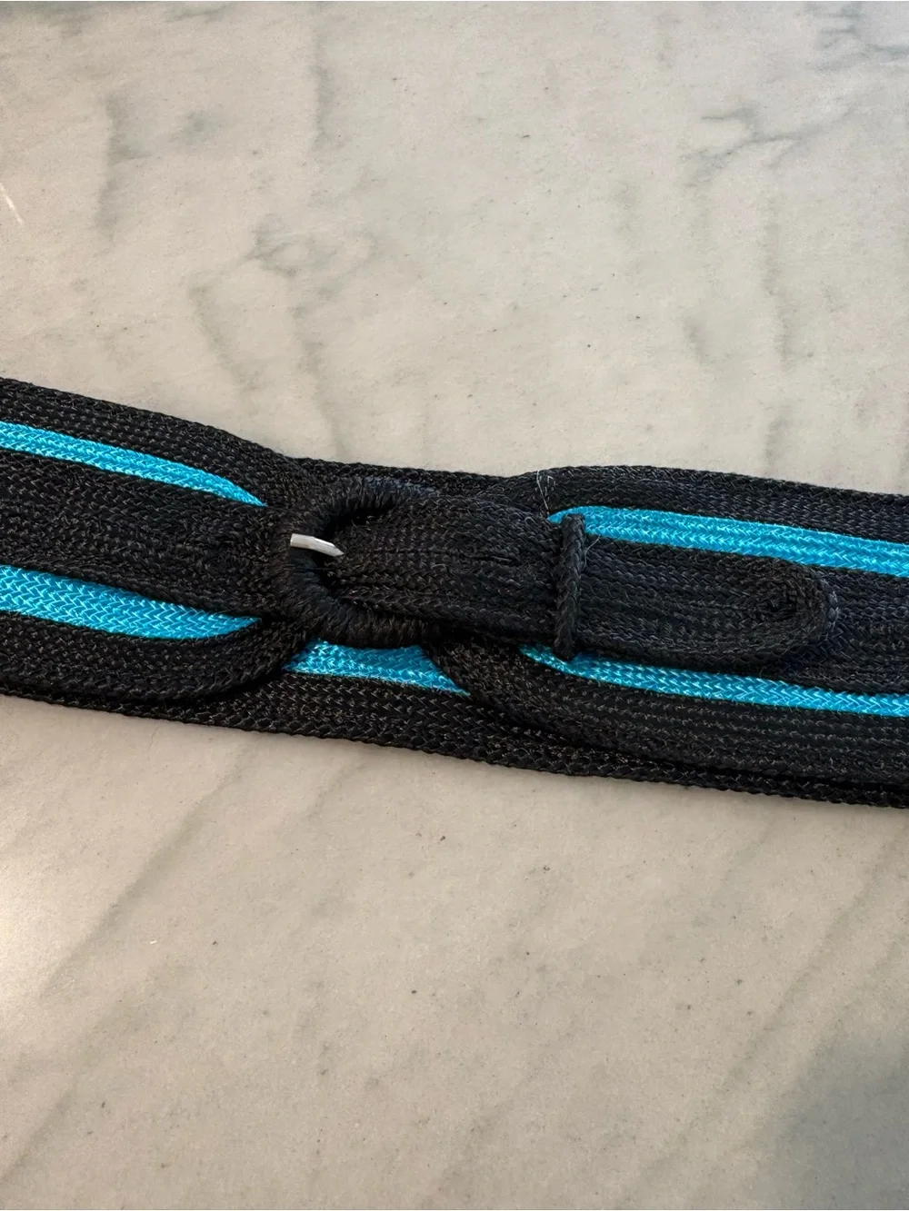 Vintage Adjustable Black and Electric Blue Belt